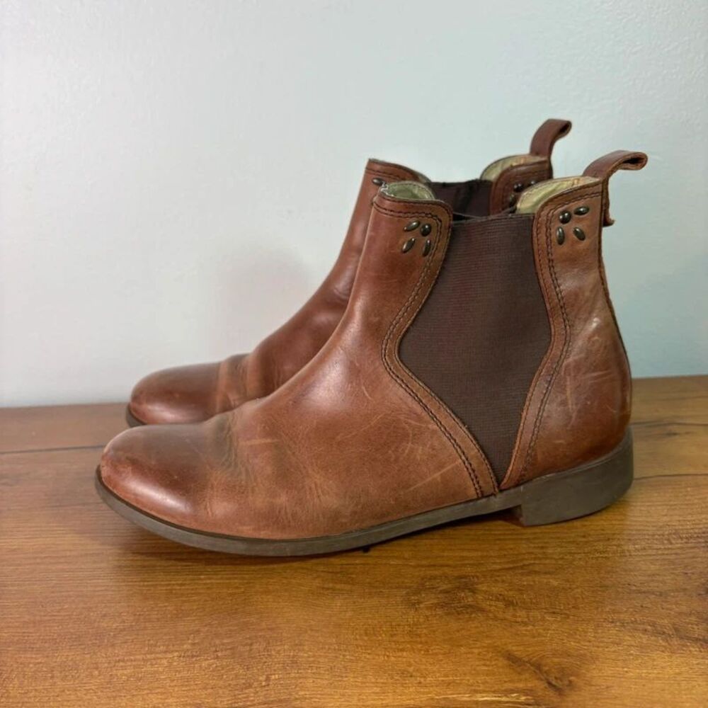 OluKai Kualona Brown Leather Chelsea Ankle Boots Women’s US 9.5 EUR 39.5 Studded